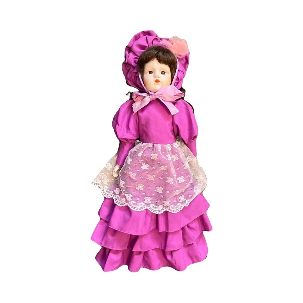 Vintage Musical Porcelain Heritage Doll Brunette Long Hair